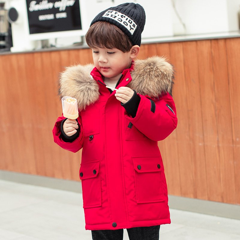 Boy's Mid-Length Thickened White Duck Down Jacket | Warm & Stylish Winter Coat