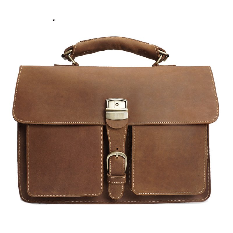 Cowhide One-Shoulder Leather Bag - Genuine & Durable Men's Leather Sling Bag