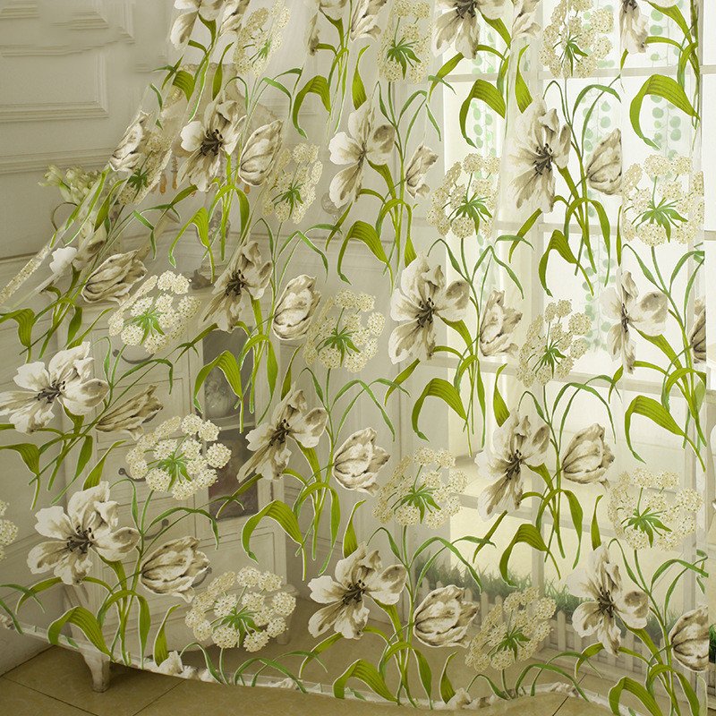 White Striped Yarn Translucent Curtain – Elegant Bedroom Window Treatment
