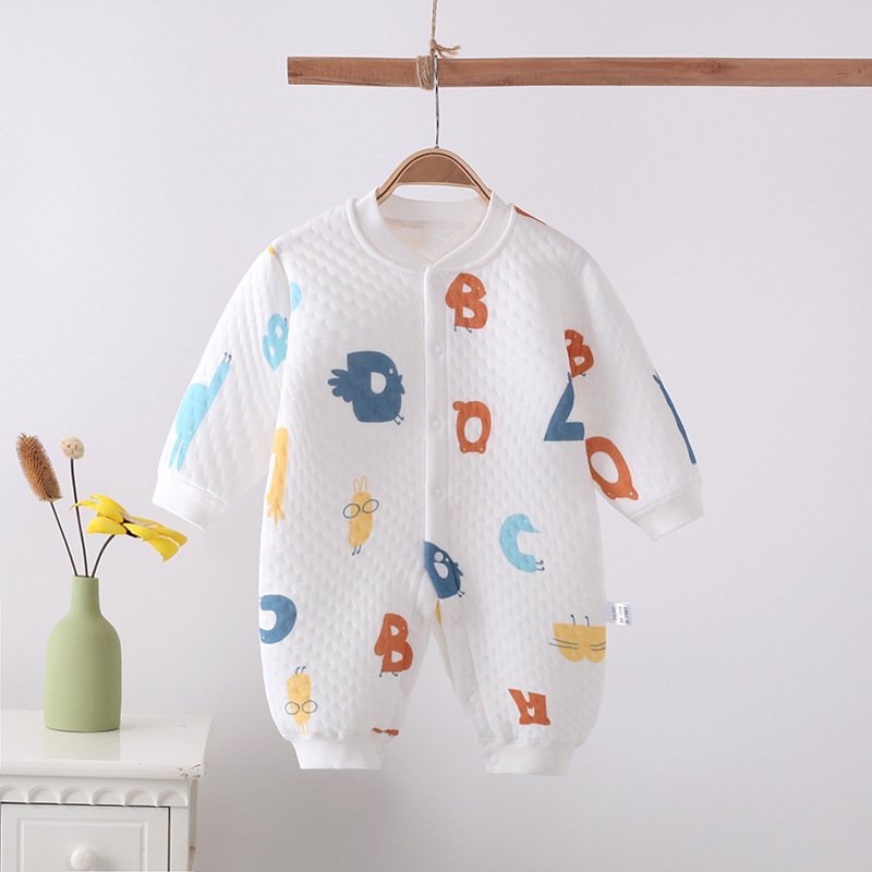 Baby Fashion Simple Print Warm One-Piece Bodysuit | Comfortable & Cute Baby Wear