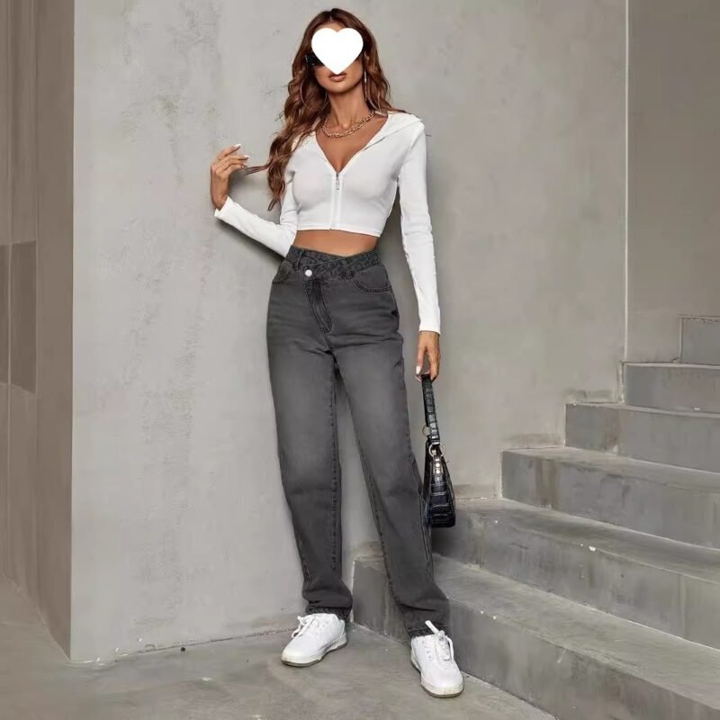 Fashionable High Waist Loose Denim Trousers for Women | Trendy & Casual Fit