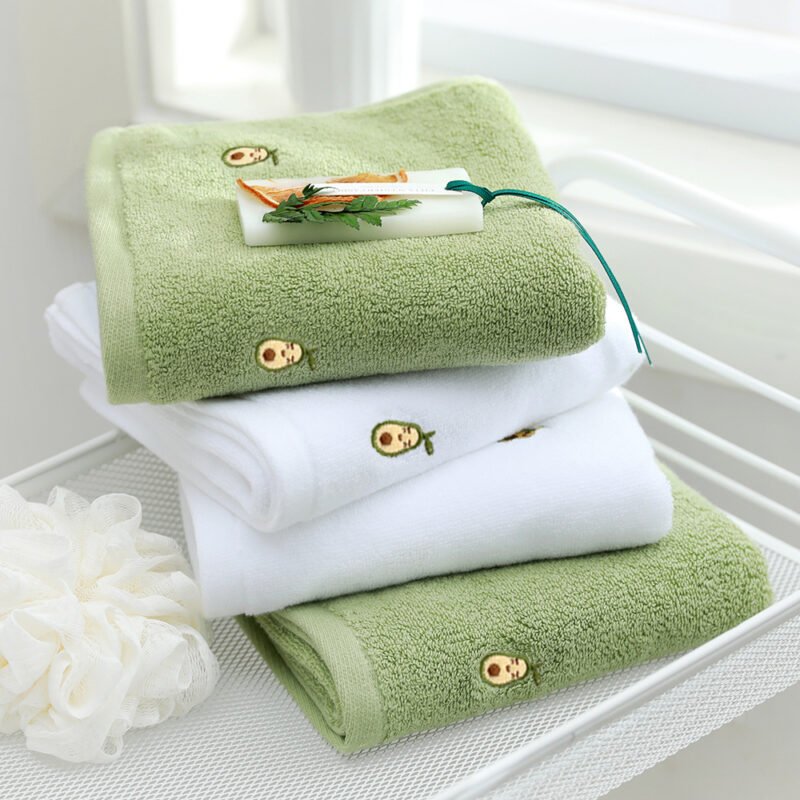 Full Embroidery Avocado Cotton Bath Towel – Soft, Absorbent & Stylish