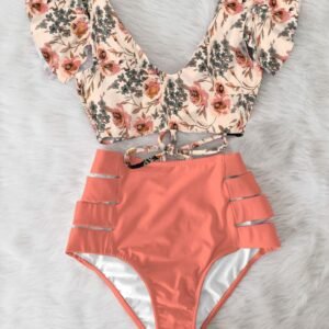 High Waist Bikini Ruffle Swimwear for Women - Printed Sexy Swimsuits