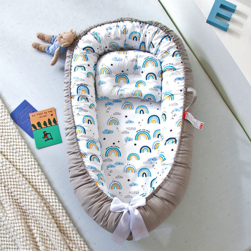 Portable Bed In Bed Baby Bed - Foldable & Removable Bionic Newborn Bed with Pressure-Proof Support