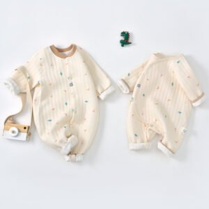 Baby Onesie - Autumn Grain Bear Long Sleeves, Three-Layer Warm Outfit