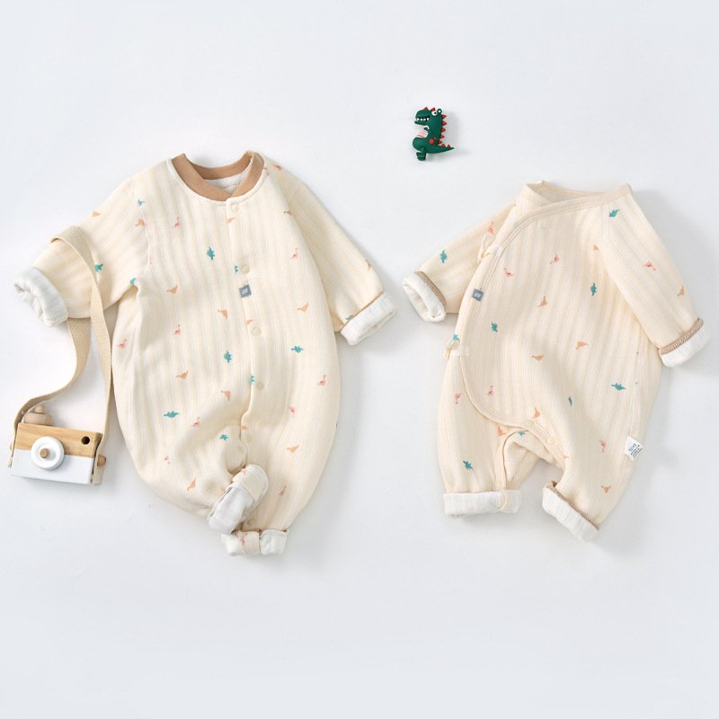Baby Onesie - Autumn Grain Bear Long Sleeves, Three-Layer Warm Outfit