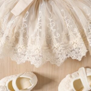 Romper Lace Vest One-Piece with Flower Hair Band – Elegant Baby Girl Outfit Se