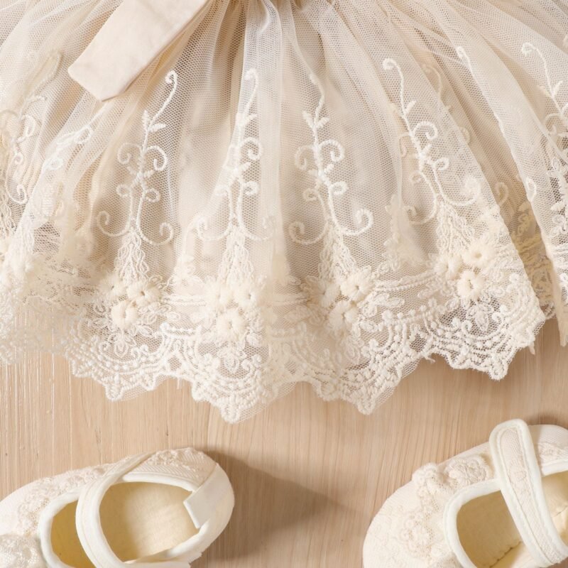 Romper Lace Vest One-Piece with Flower Hair Band – Elegant Baby Girl Outfit Se