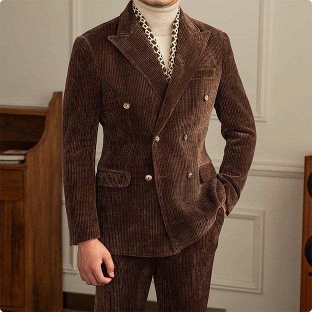 Gentleman Style Double Row Buckle Suit Set – Classic & Stylish