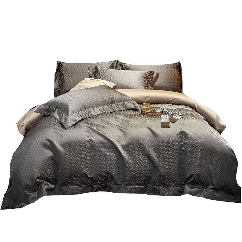 European-Style Luxury High-End Brocade Four-Piece Jacquard Bedding – Cotton Satin Quilt Cover and Bed Sheet Set
