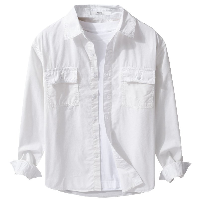 Leisure Cargo Shirt Men's Solid Color Polo Collar – Casual & Versatile