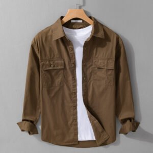Leisure Cargo Shirt Men's Solid Color Polo Collar – Casual & Versatile