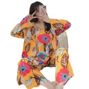 Three-Piece Homewear Pajamas for Women | Stylish & Comfortable Sleepwear Set