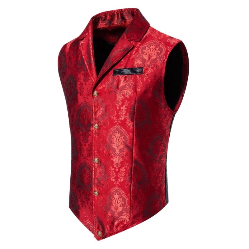 Men's Casual Polo Collar Single-Breasted Jacquard Suit Vest – Stylish & Comfortable