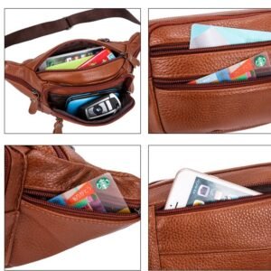 Cowhide Men's Belt Bag - Leather Shoulder & Chest Bag for Stylish Utility