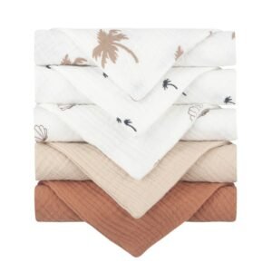 5-Piece Baby Towel Set – Plain Cotton Face Towels for Soft & Gentle Care l