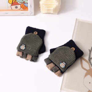 Children's Clamshell Half-Finger Warm & Cute Knitted Gloves – Cozy Winter Accessories