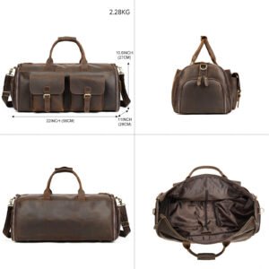 Genuine Cowhide Leather Handheld Portable Travel Bag - Durable & Stylish Men's Travel Bag