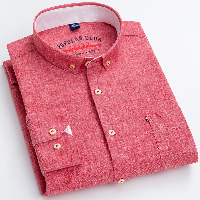 Long Sleeve Cotton Linen Slim Fit Fashion Casual Linen Shirt for Men