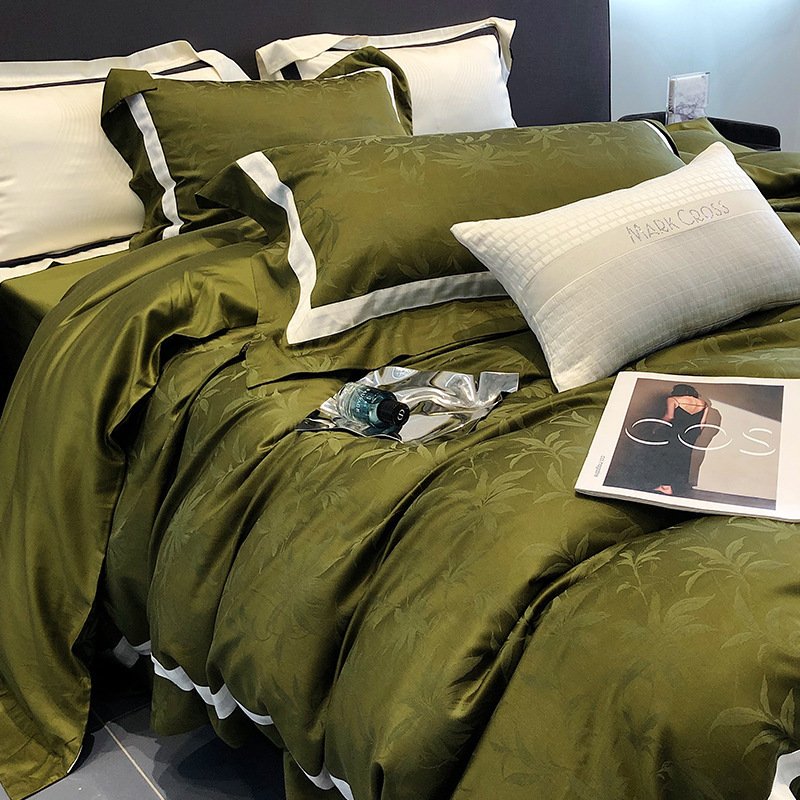 High-End Minimalist Tencel Cotton Bedding – Vintage Active Printing 4-Piece Home Textile Set