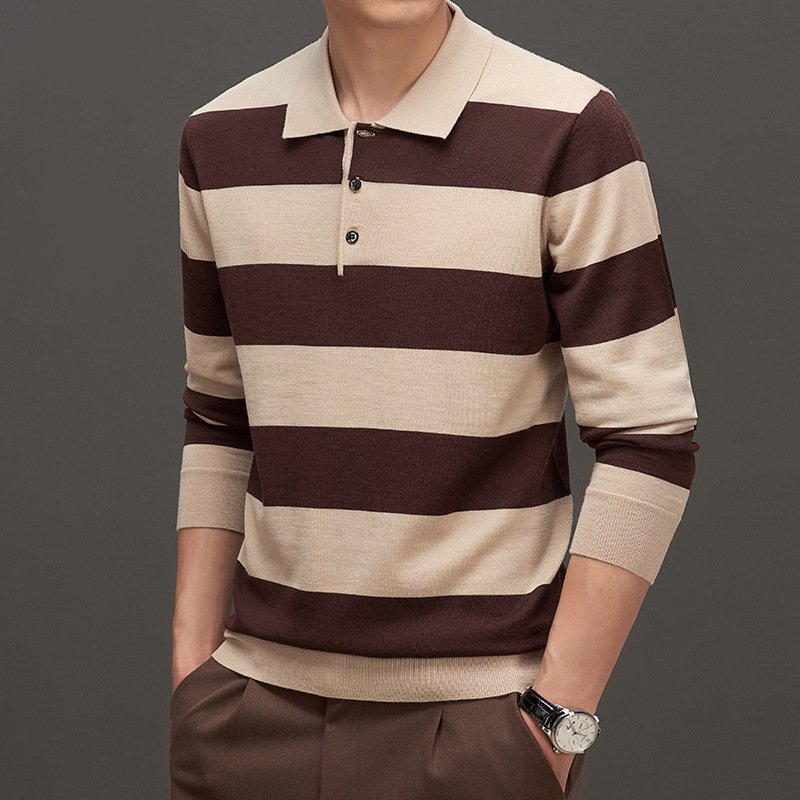 Men's Fashion Casual Long Sleeve Jacquard Close-fitting Sweater – Stylish & Comfortable
