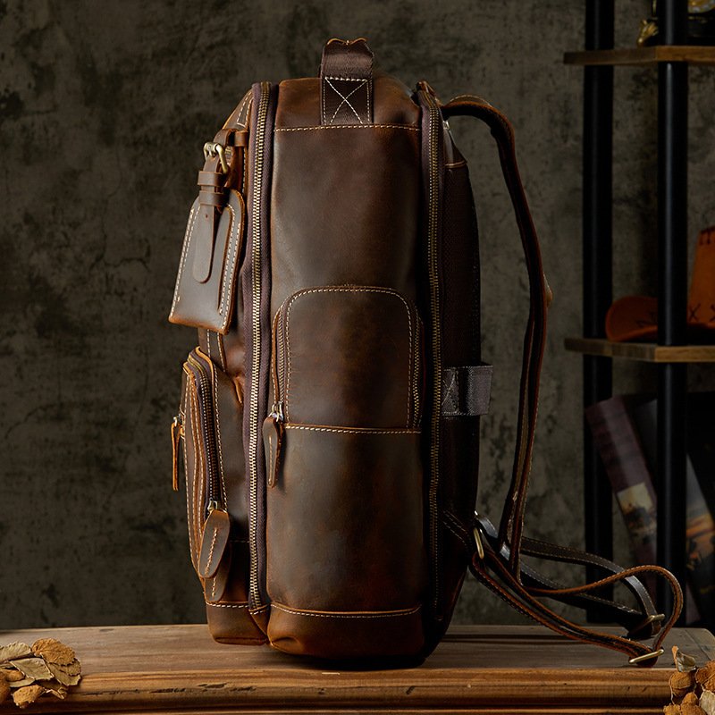 Handmade Leather Backpack for Men - British Style Retro Fashion