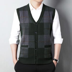 Men's Casual Loose Collar Knitted Vest – Comfortable and Stylish