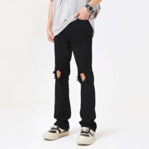 High Street Black Ripped Jeans for Men – Stylish & Trendy Denim