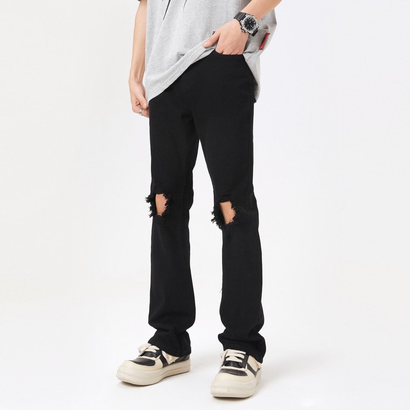 High Street Black Ripped Jeans for Men – Stylish & Trendy Denim