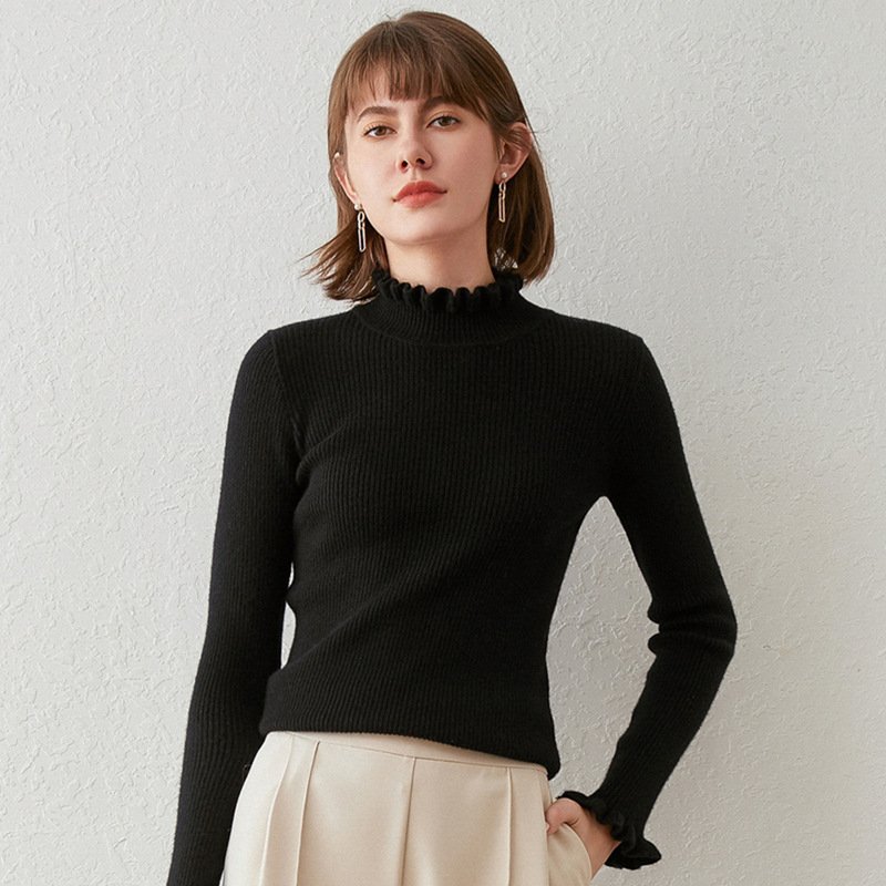 New Half Turtleneck Pullover Long Sleeve Slim Fit Sweater for Women