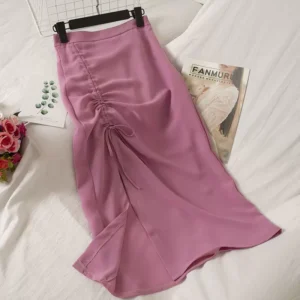 Irregular Slit Drape Drawstring High Waist Hip Skirt – Trendy and Chic