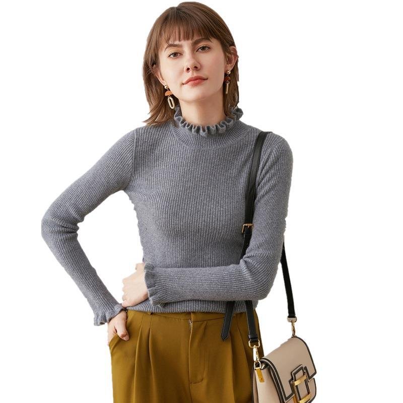 New Half Turtleneck Pullover Long Sleeve Slim Fit Sweater for Women