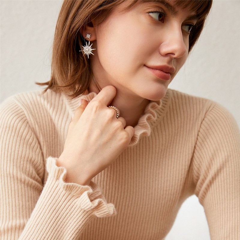 New Half Turtleneck Pullover Long Sleeve Slim Fit Sweater for Women