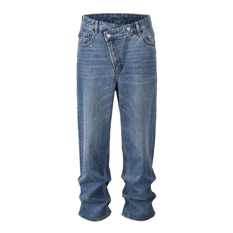 Straight-Leg Distressed Casual Jeans for Men – Trendy & Comfortable Denim