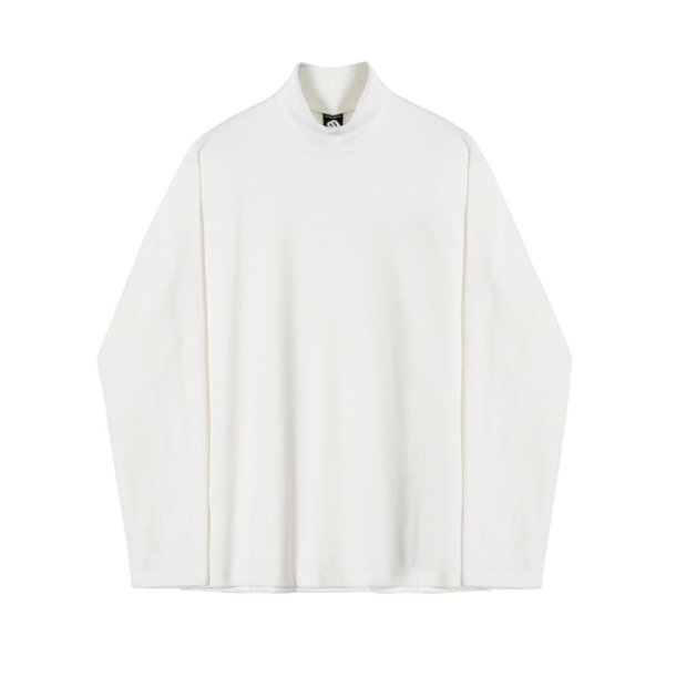 High Collar Long Sleeve T-shirt for Men – Loose, Trendy Pure Cotton Autumn and Winter Top