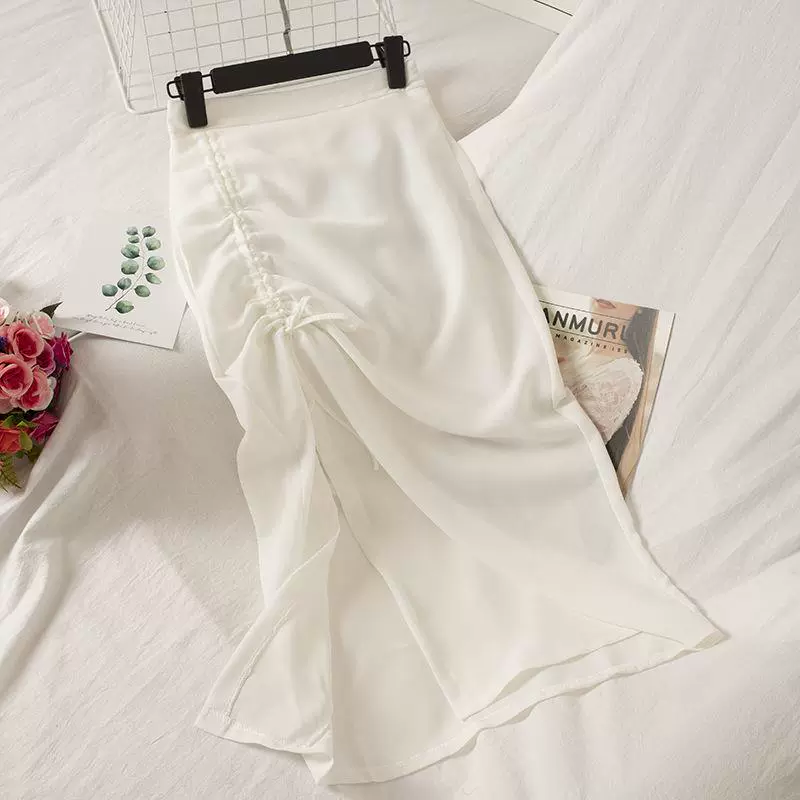 Irregular Slit Drape Drawstring High Waist Hip Skirt – Trendy and Chic