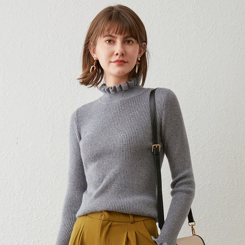 New Half Turtleneck Pullover Long Sleeve Slim Fit Sweater for Women