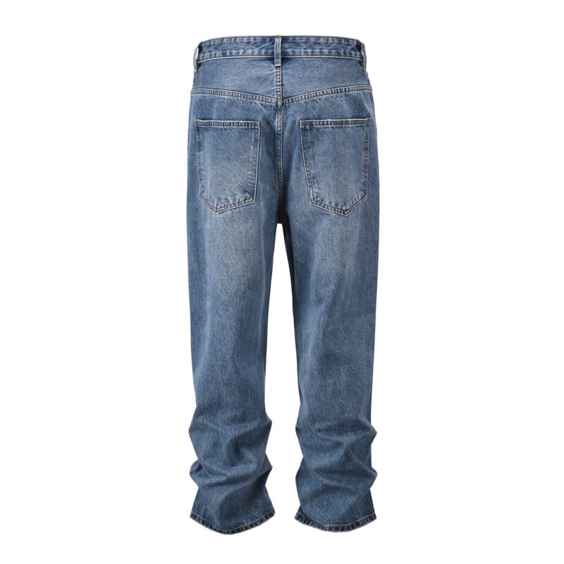 Straight-Leg Distressed Casual Jeans for Men – Trendy & Comfortable Denim