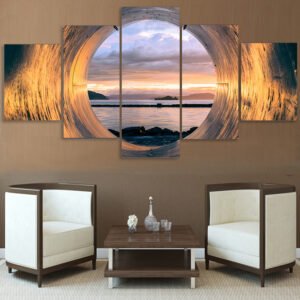 Sunset Tube Seascape Poster Art – Framed Canvas Painting for Living Room Home Decor