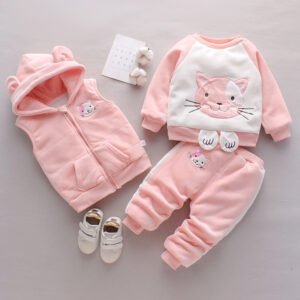 Baby Thickening Three-Piece Set – Warm & Cozy Outfit for Cold Weather