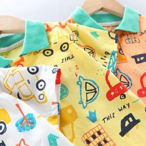 Baby Car Pattern Two-Piece Summer Outfit – Casual & Comfortable Clothing for Kids