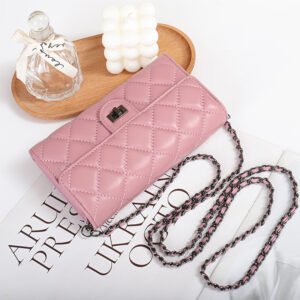 Sheepskin Large Capacity Bag - Embroidered Diamond Plaid Design