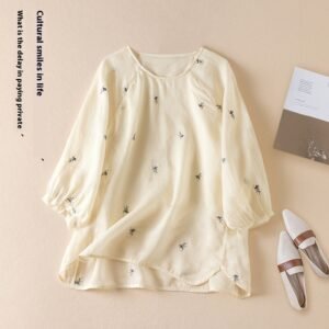 Cotton and Linen Embroidery Loose Shirt | Comfortable & Stylish Top
