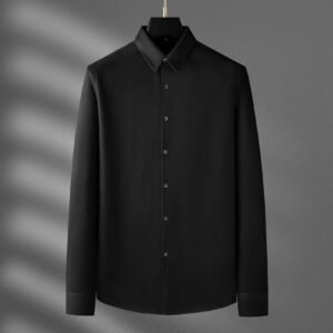 Khaki Thick Warm Woolen Long Sleeve Shirt for Men – Stylish & Cozy