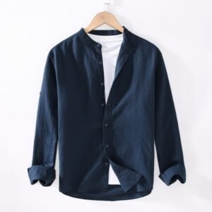 Linen White Long Sleeve Men's Cotton and Linen Shirt – Comfortable & Stylish