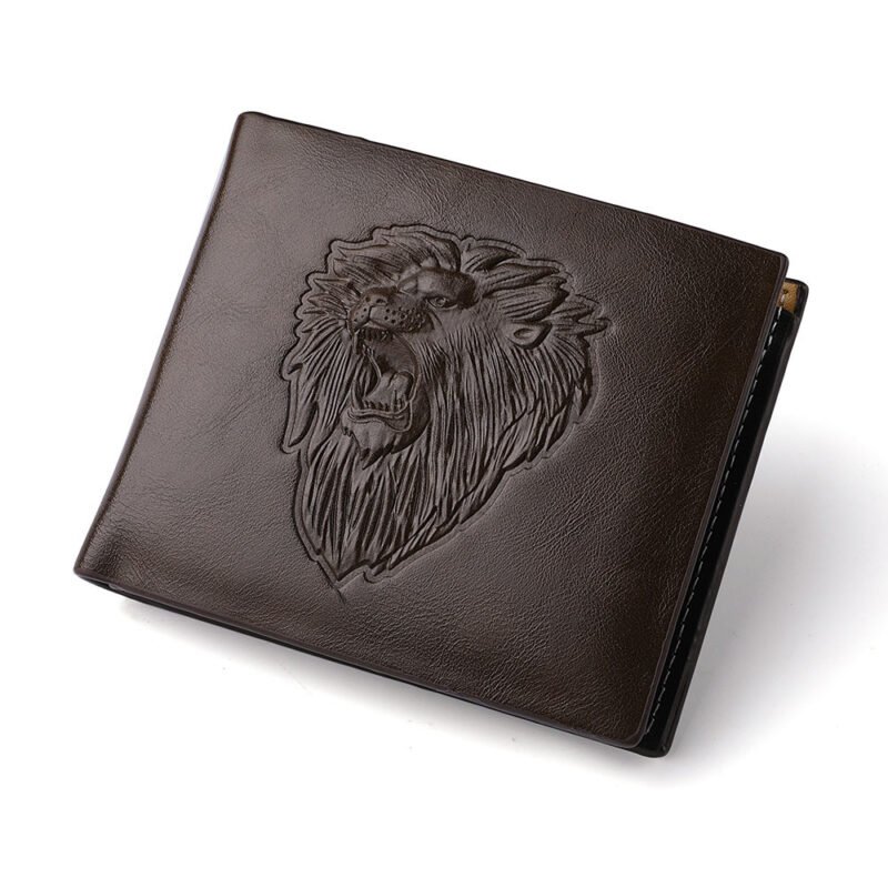 Men's Zipper Wallet - Lion Embossed Pattern Animal Design