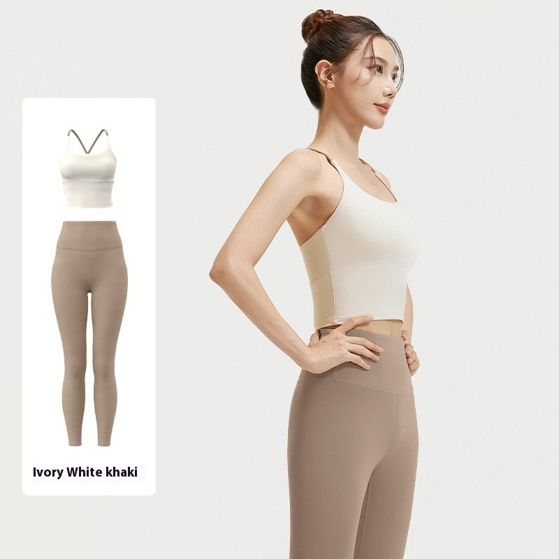 Polyester Women's Solid Color Stitching Yoga Suit | Comfortable & Stylish Activewear