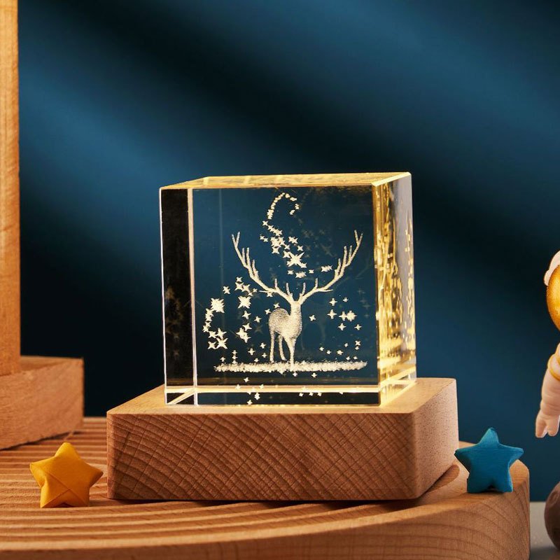 3D Transparent Crystal Cube Night Lamp – Desktop Decoration & Bedroom Home Decor for Kids, Parties, and Birthday Gifts