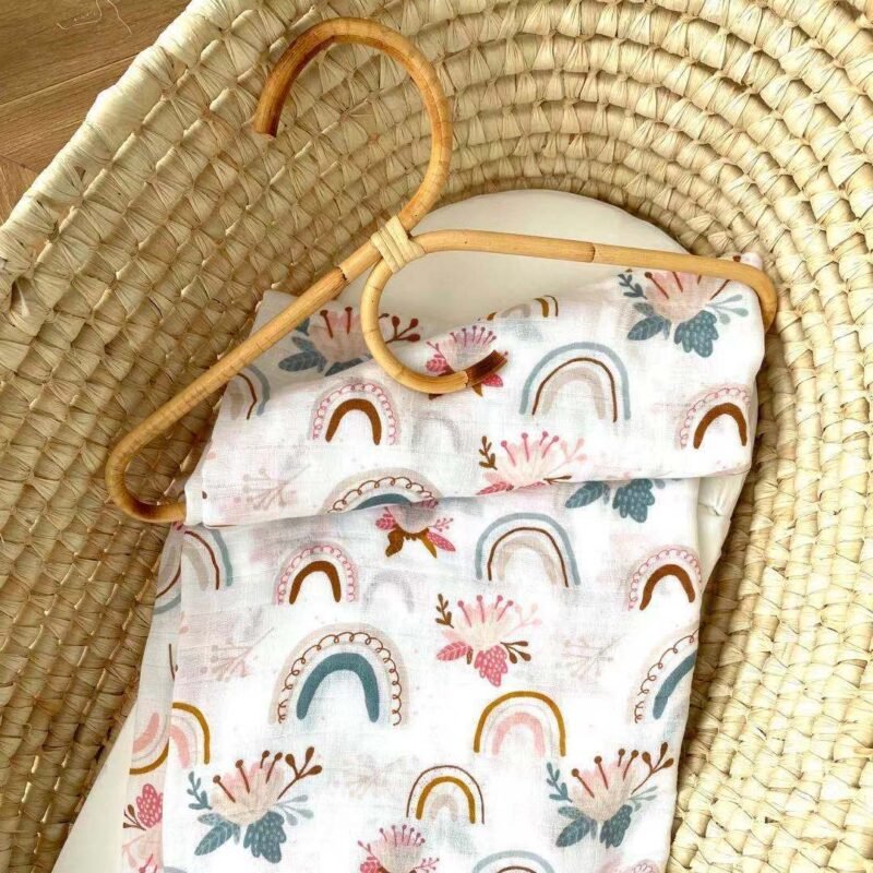 Rainbow Bamboo Cotton Baby Gauze Wrapper – Anti-Startle Blanket for Newborns