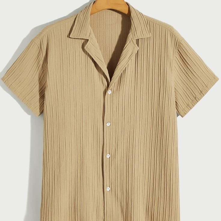 Solid Color Casual Loose-Fitting Pleated Short Sleeve Top – Comfortable & Trendy